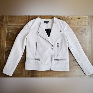 DKNY vegan leather white Moto jacket size XS